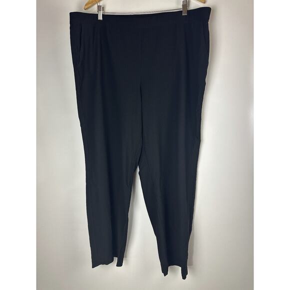 Eileen Fisher Washable Stretch Crepe Pants Full Length Blk Pockets Plus Size 3X - Picture 2 of 9
